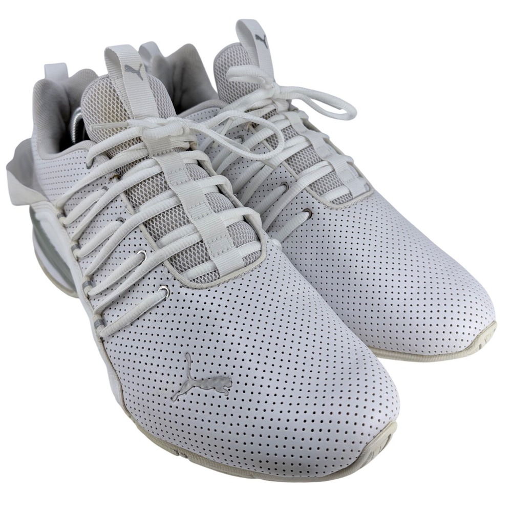 Puma Axelion Perf White Silver Men Running Shoes 194319-01 Size 12